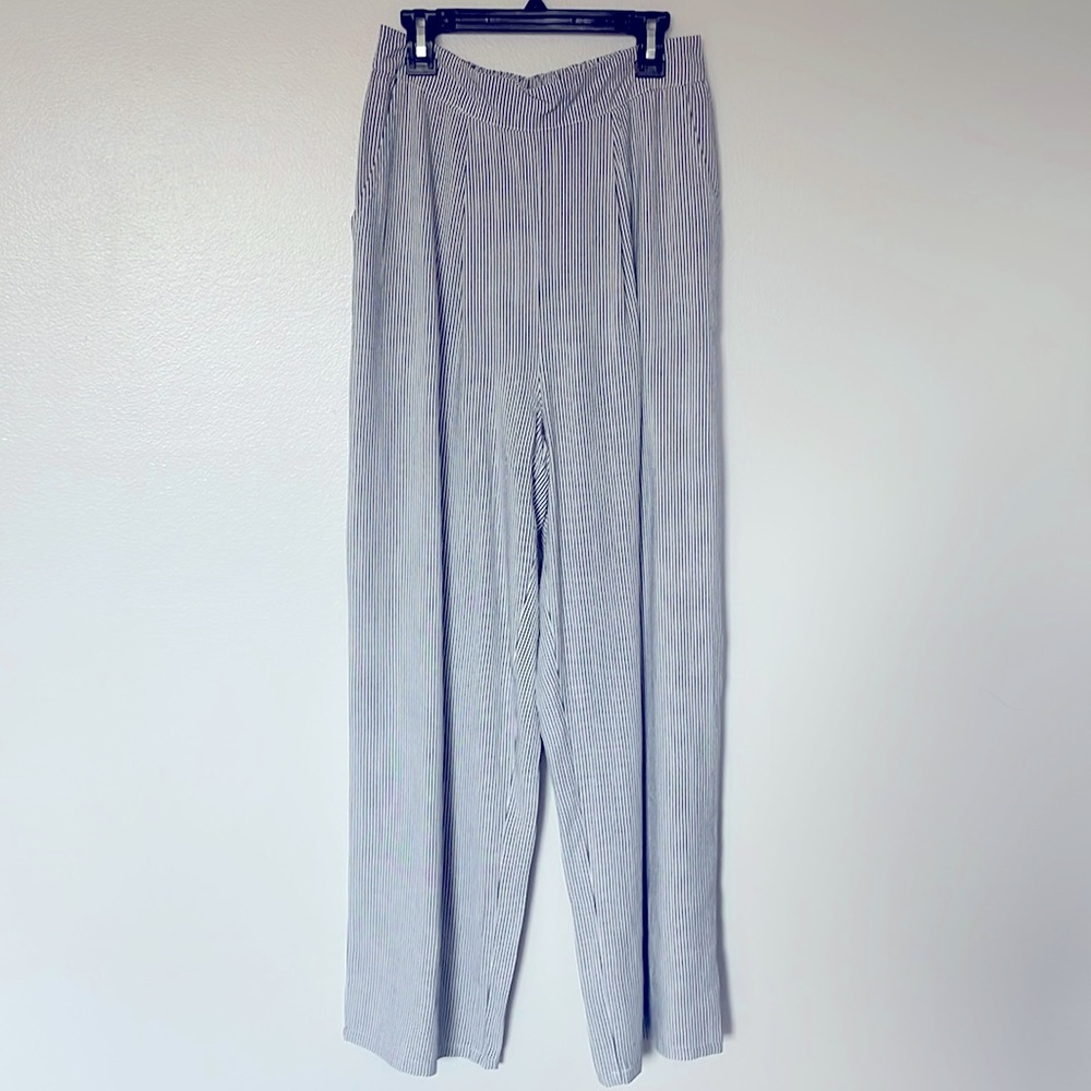 And Now This Pull-on High Rise Straight-Leg Pin-Striped Pants Size S